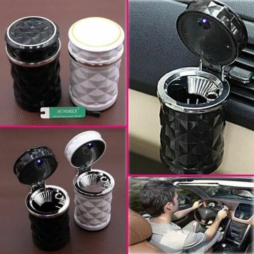Car Portable Ashtray for Auto Cup Holder Travel Cigarette Smoke Remover With LED
