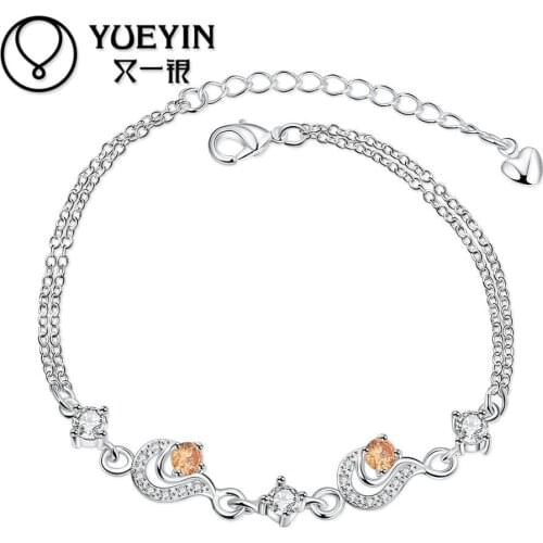 Silver plated jewelry charm chain bracelet fashion jewelry bracelet Bracciali gift Free Shipping flower shape bracelet