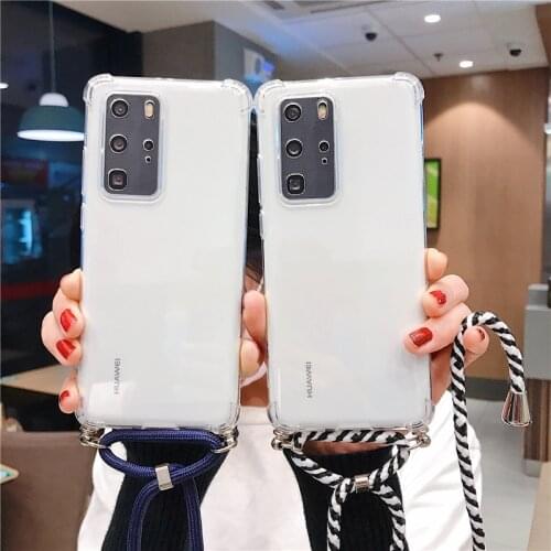 Necklace Lanyard Rope Case For OPPO RENO 5 4 Pro Plus 5Z 5G A15 A93 A55 A74 A54 Cover Realme V13 V15 8 C21 C20 C11 6 Pro X50 GT