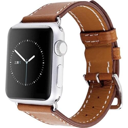 Genuine Leather Loop For Apple Watch 44mm 40mm Band Double Tour 42mm iwatch series 5 4 3 2 1 strap 38mm bracelet Replacement