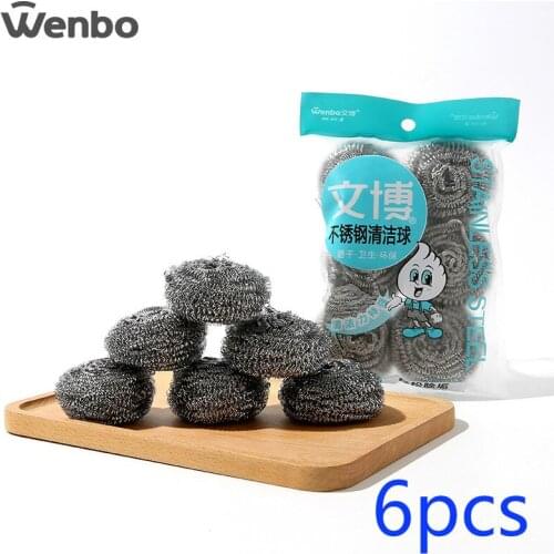 6pcs Cleaning Ball Does Not Damage Hand a Lint Stainless Steel Cleaning Ball Kitchen Cleaning Brush Pot Cleaning Ball