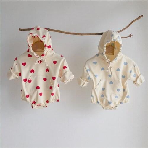 MILANCEL 2021 Spring Baby Bodysuit Newborn Baby Clothes Heart Print Toddler Girls Suit Long Sleeve Baby One piece