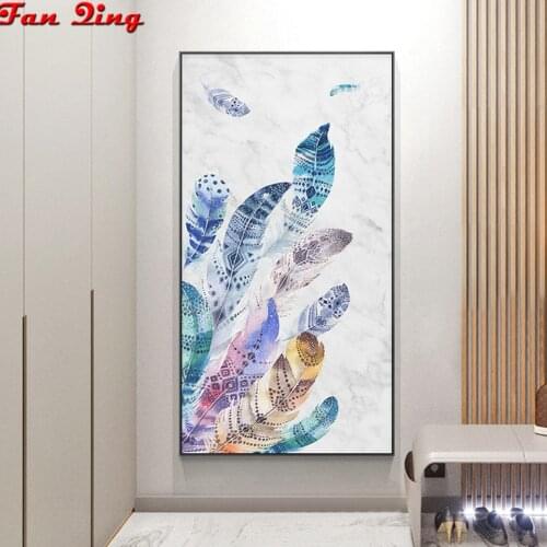 Diy 5D Diamond Painting Feather decoration Mosaic Cross Stitch Full Square Round Rhinestone Diamond Embroidery