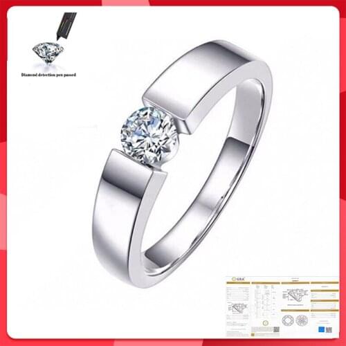 6.5mm Moissanite Ring 100% S925 Sterling Silver Wedding Anniversary 1CT D Color VVS1 Quality Ring Womans Gift