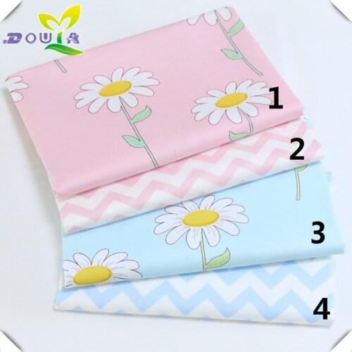 Korean printed cotton printed fabric sunflower ripple cotton twill cloth bed sheets for summer fabric handmade fabric