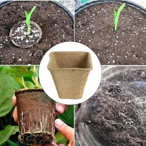 50pieces Square Plant Starter Peat Pot Flower Vegetable Seedlings Nursery Cup Cassettes Paper Planter Garden Equipment Supplies