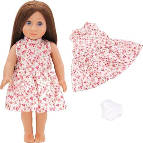 Summer New Pattern Safflower White Dress + Underwear Fit 18 Inch American&43cm Baby New Born Doll Clothes Accessories Girls' Toy