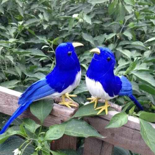 A pair of small simulation bird models foam&furs blue bird dolls gift about 22cm 1499