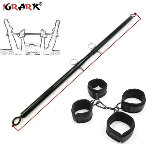 Metal Spreader Bar BDSM Bondage Equipment Restraints Handcuffs Ankle Cuffs Leather Whip Sex Toys For Couples Women Adult Games