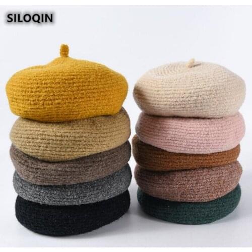 SILOQIN Autumn Winter Fashion Thermal Berets For Women Foldable Ladies Brands Painter Hats Leisure Motion Warm Hat Gorra Hombre