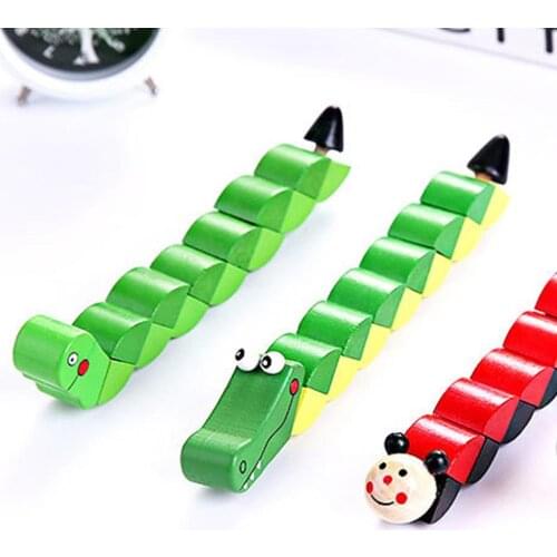 Cartoon Wooden Twist Insect Bee Snake Flexible Puzzles Educational Cognition Kids Toy Gift Children Tabletop Ornaments