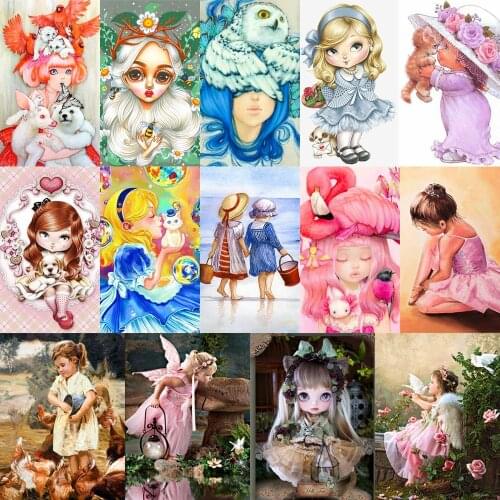 Character Series Diamond Painting DIY 5D Full Round Drill Cartoon Little Girl Decoration Creative Gift Diamond Hanging Painting