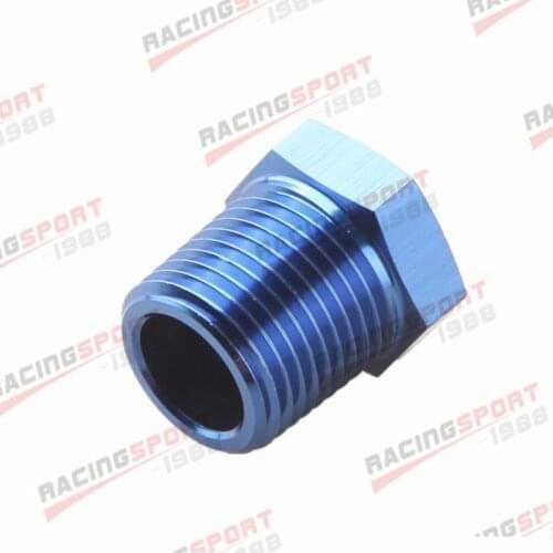 New Aluminum Alloy 1/4'' inch NPT Plug Fitting Hex Head Plug Fuel Adapter Blue/Black