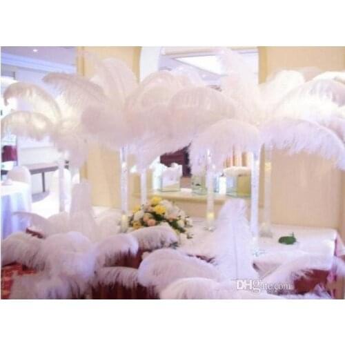 Wholesale 100pcs lot 8-26 inch white Ostrich Feather Plume for Wedding centerpiece Table centerpieces Party Decoraction supply