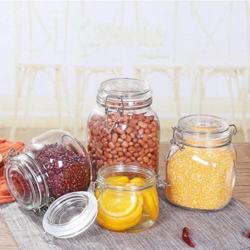 100/500/750ML Transparent Round Clip Top Storage Jar With Airtight Seal Lid Storage Tanks Food Cereal Container Supplies