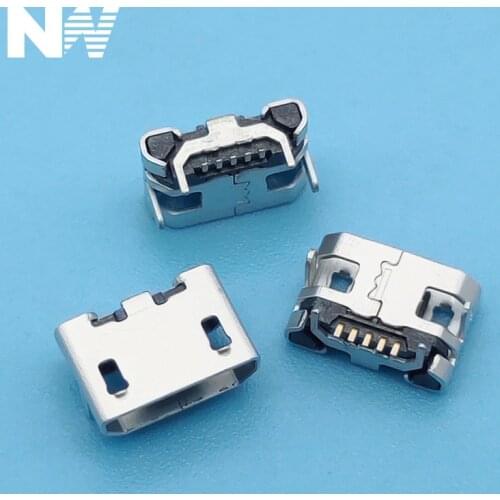 50Pcs Micro Usb 5Pin Ox Horn Female Usb Socket Flat Mouth Four Legs Socket Mini Usb Connector