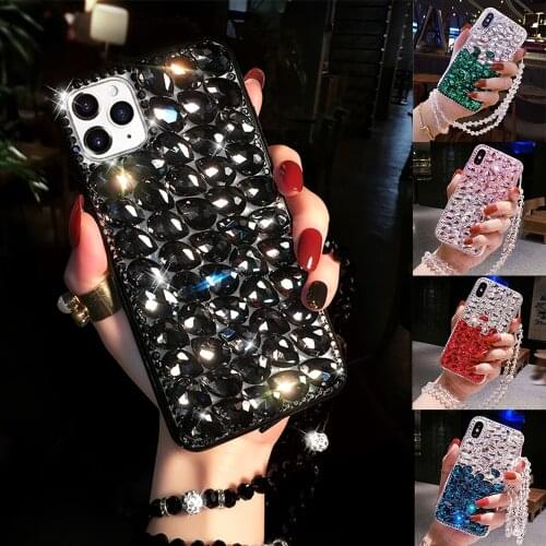 Luxury Bling Crystal Diamond Phone Case for Huawei Y9 Prime Y7 Prime Y6 Prime 2019 Y5 Y6 Y7 Y9 2019 Soft Silicon Lanyard shell