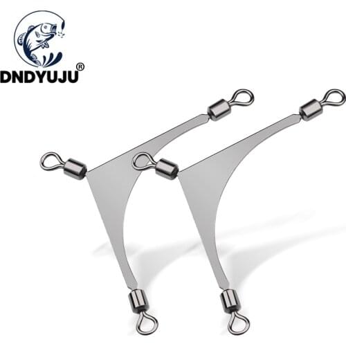 DNDYUJU 10pcs Three Way Stainless Steel Fishing Connector Jig Head Swivels Rolling Pole Tackle Swivel Carp Fishing Accessories
