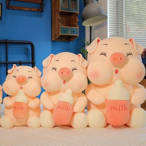 Zqswkl 35/45cm cute bottle pig doll plush toy creative cartoon large sleeping anime pillow hugs kawaii plushes kids stuffed toys