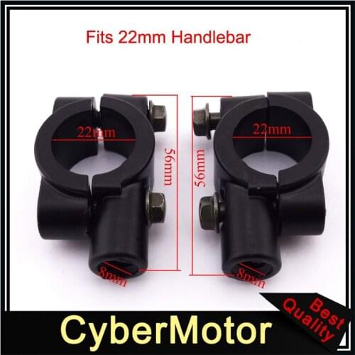 Alloy 8mm Mirror Mount Holders Bracket Clamp For 7/8" 22mm Handlebar ATV Quad Motorcycle Scooter Moped Motor Dirt Pit Bike