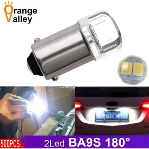 500pcs T4W BA9S LED Blub 2 H6W LED For Car Rear Map light 2835 SMD White Auto Parking Reverse Lamp 6000K DC 12V