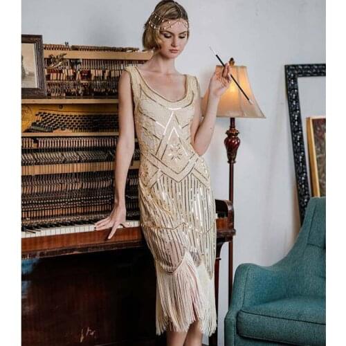 1920s Flapper Dress Great Gatsby Party Evening Sequins Fringed Dresses Gown