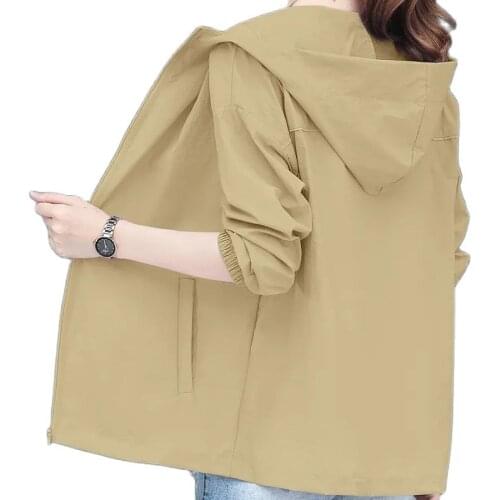 Women Plus Size Sun Protection Clothing Anti-Ultraviolet 2021 Female New Korean Coat Summer Loose Hooded Zipper Short JacketA137