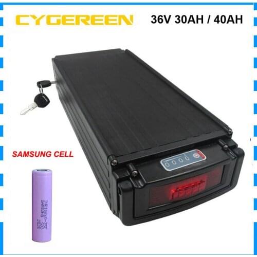 1000W 36V 40AH Lithium Battery 36 Volt 35AH 25AH Rear Rack Ebike Bateria Akku use INR18650 35E cell With 30A BMS 5A Fast Charger