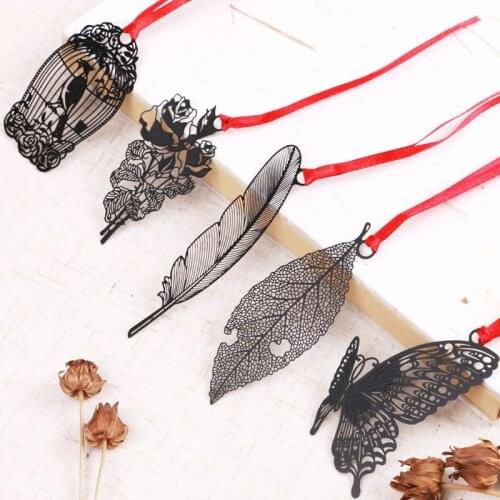 3pcs hollow classical metal leaf bookmark creative student Chinese style gift antique gift vintage stationery wholesale