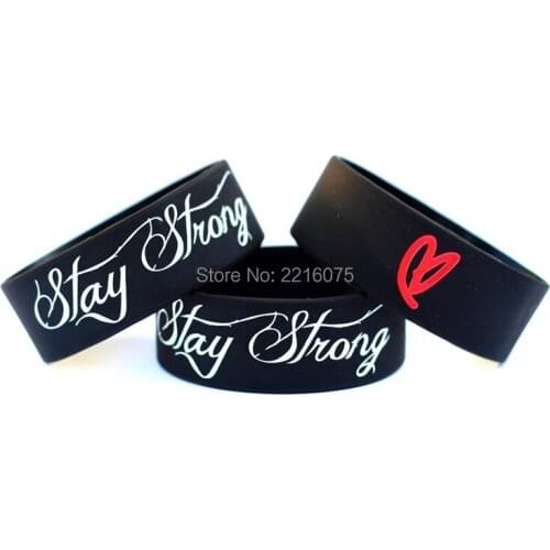300pcs one inch Stay Strong with Red Heart Tattoo Design wristband silicone bracelets free shipping by DHL express