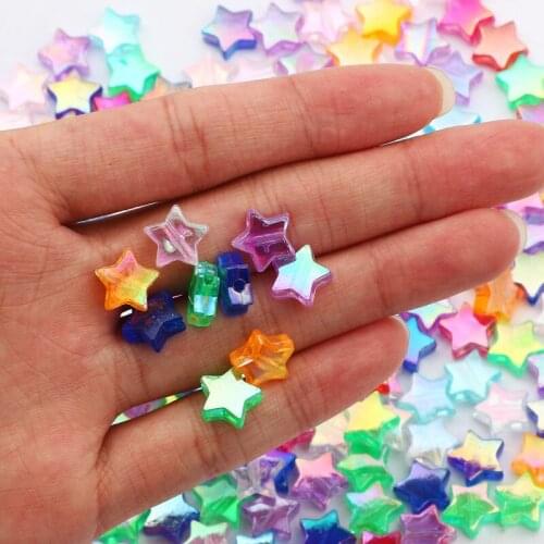 50/100Pcs 10mm Transparent Acrylic Beads Rainbow Color Five-pointed Star Spacer Beads For DIY Jewelry Making Bracelet Necklace