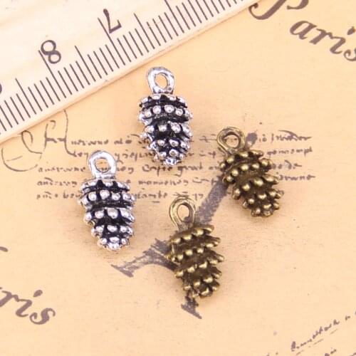 76pcs Jewelry Charms pinecone 15x8mm Antique Silver Plated Pendants Making DIY Handmade Tibetan Silver Jewelry