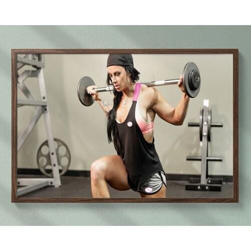 B023 Barbell Power Training Fitness Bodybuilding Women Sexy Beautiful Strong Wall Sticker Silk Fabric Poster Art Indoor Decor