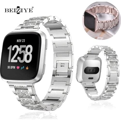 Bling Women Diamond watch Band For Fitbit Versa 2 Stainless Steel Strap smartwatch Wrist Bracelet for fitbit lite/verse 2 3 Band