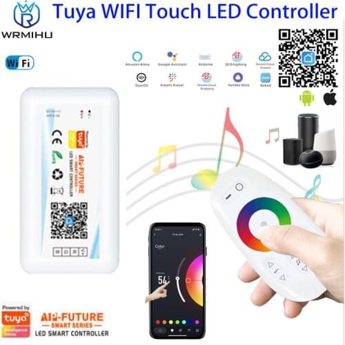 DC5V-24V Tuya WIFI Voice Controller Smart Phone APP Control RF Remote LED RGBWCB For 5CH LED Strip Light