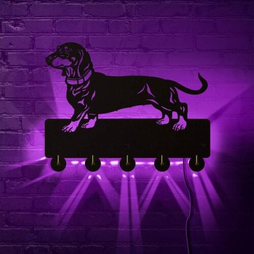 Dachshund Dog With Back Lighted Wood Wall Hook Animals Key Hanger Bathroom Kitchen Coat Rack Retro Holder Gift For Puppy Lover