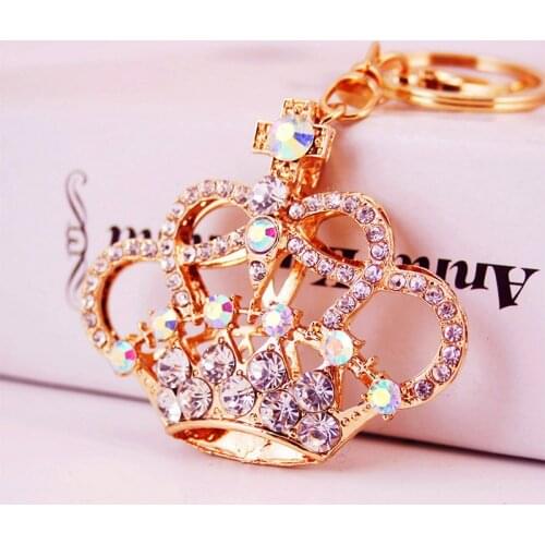 Korean-Style Creative Cute Crown Car Key Chain Womens Bag Accessories Key Ring Craft Small Gift