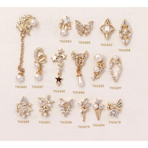 10pcs 3D Butterfly Dancing Heart Zircon Alloy Crystals Rhinestones Nail Art Decorations Nails Accessories Parts Supplies Charms