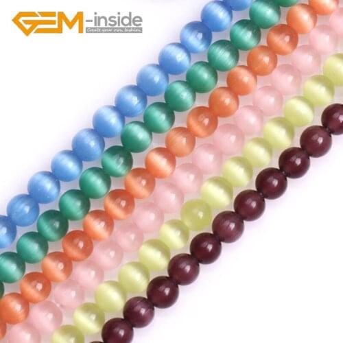Round Glass String Loose Spacer Cat Eye Glass Bead DIY Charming Beads For Jewelry Making Strands 14" Wholesale 4mm 6mm 8mm 10mm