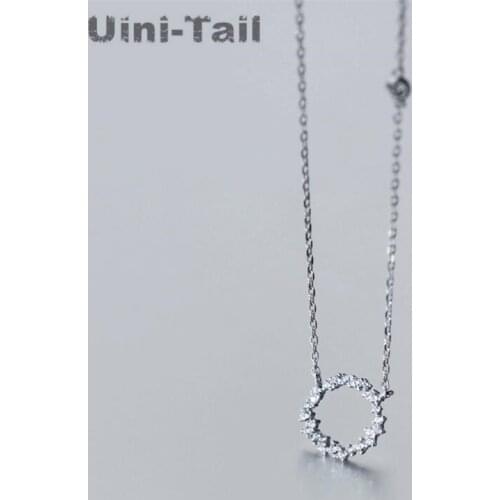 Uini-Tail hot new 925 sterling silver blue sea legend necklace Korean fashion tide flow ocean circle circle necklace