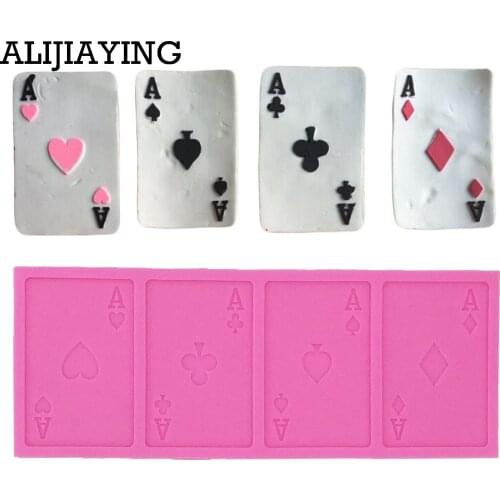 M0196 Poker Cards Design Fondant Cake Mold Silicone Mold Chocolate Mould Kitchen Baking Tool Bakeware Cake Decoration