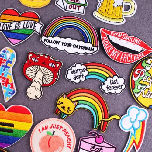 Cartoon Rainbow Patch DIY for Clothing Embroidered Patches For Clothes Wilderness/Outdoor Patch Iron on Patches on Clothes Badge