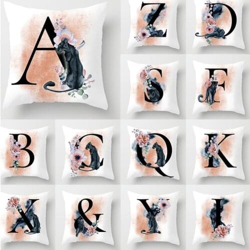 NEW Creative Panther Pink Floral English Alphabet Cushion Case Simple White Pillows Case Black Leopard Sofa Decorative Pillows