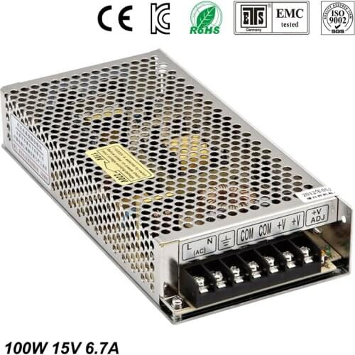Single Output Switching LED Power Supply 15V 6.7A 100W AC100-240V to DC15V Led Driver Adapter For Led Strips Light CNC CCTV