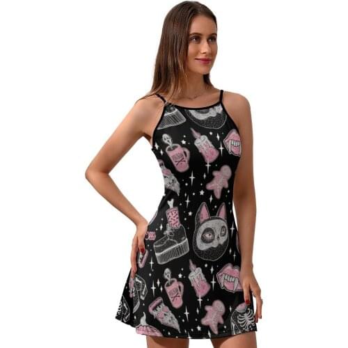 Skeleton Dress Suspender Pattern Autumn Dresses Hot Girl Spandex Girly One-Piece Dress