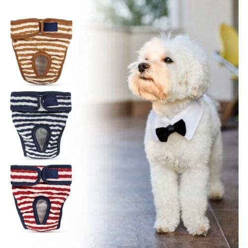 Portable Dog Physiological Pants Striped Adjustable Cotton Pet Costumes Supplies for Daily Wear Dogs Clothes Shorts Supplies