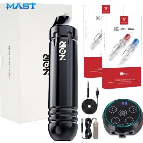 NOIR Core Motor RCA Interface Rotary Tattoo Machine Pen LCD Power Supply Set Adaptor Permanent Makeup Cartridges Needles Kit