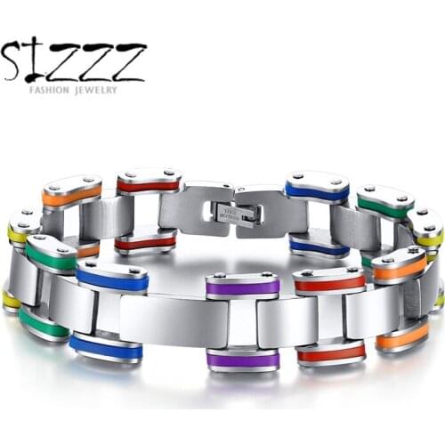 Silicone 316L Stainless Steel Bracelet Men Bangle Rainbow Color Clasp LGBT Bracelet Gay Pride Bracelet For Men Women