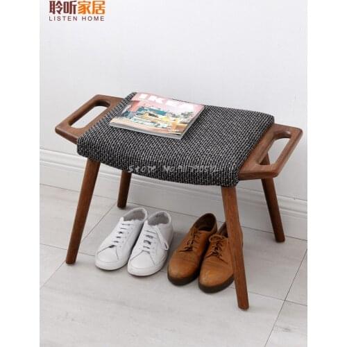 Nordic solid wood shoe changing stool, shoe stool, ottoman, dressing stool, fabric small stool, sofa stool, bench, household low