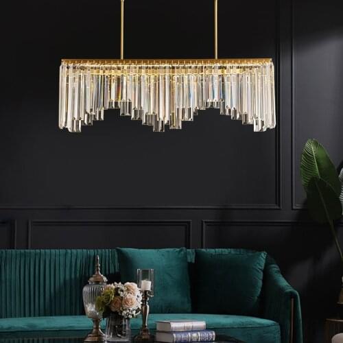 FKL Modern Copper Crystal Chandelier Light Translucent Crystal Light Luxury Living room Lobby Restaurant Bar Table Lamp